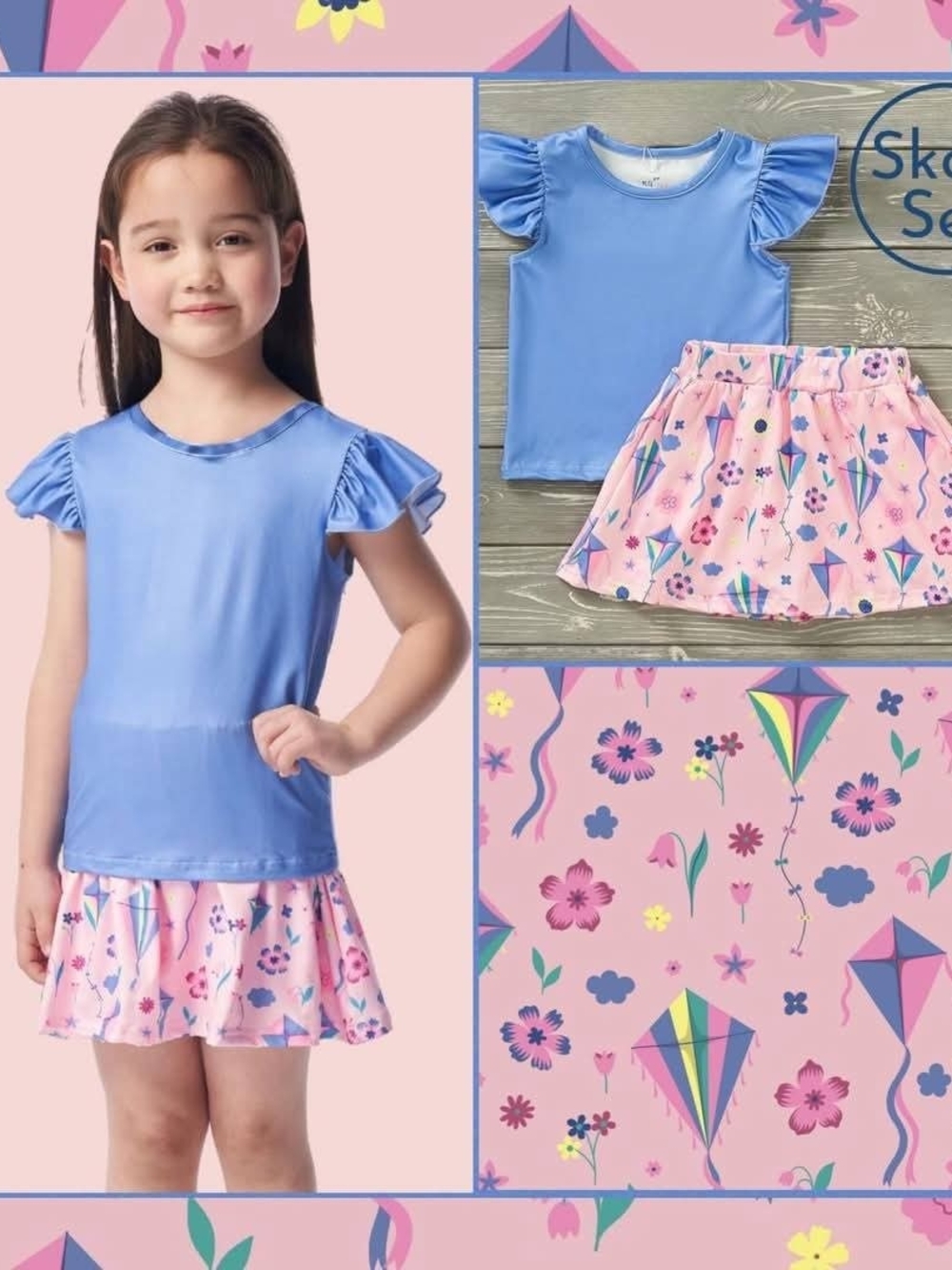 "KITE FLIGHT" Skort Set P+LUSH=PLUSH CLOUD SOFT FABRIC NWT